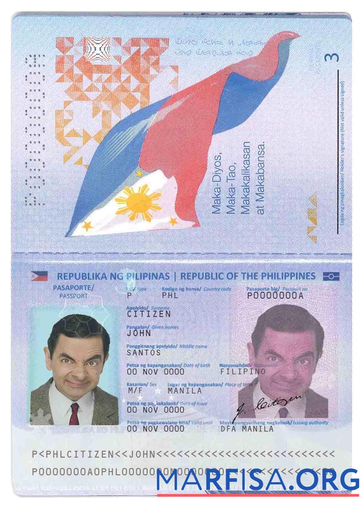 Downloadable Philippines passport real example
